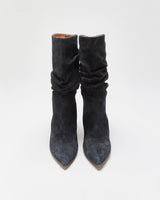 Paris Texas Suede Scrunch Patent Heel Calf Boots - UK4.5