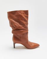 Paris Texas Leather Scrunch Snakeskin Heel Calf Boots - UK4.5