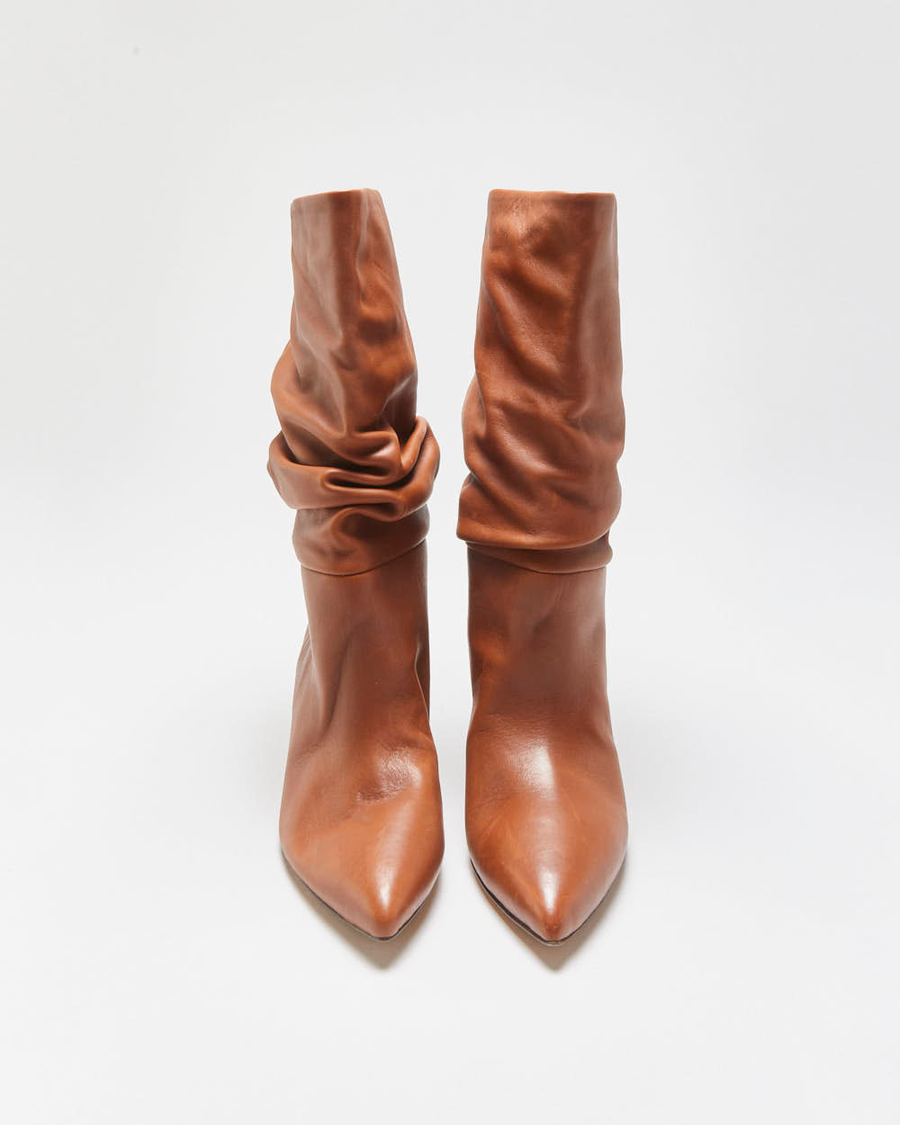 Paris Texas Leather Scrunch Snakeskin Heel Calf Boots - UK4.5