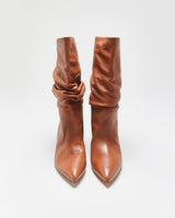 Paris Texas Leather Scrunch Snakeskin Heel Calf Boots - UK4.5