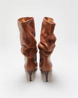 Paris Texas Leather Scrunch Snakeskin Heel Calf Boots - UK4.5