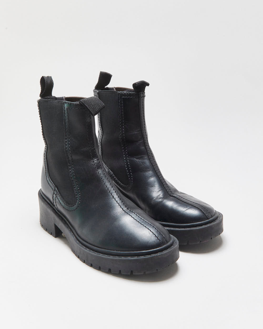 Kenzo Fur Lined Leather Chunky Chelsea Boots - UK5