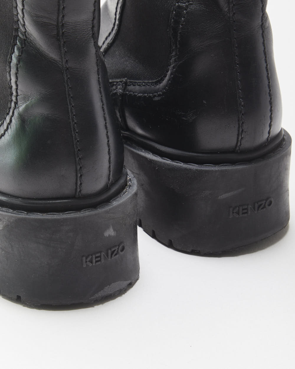 Kenzo Fur Lined Leather Chunky Chelsea Boots - UK5