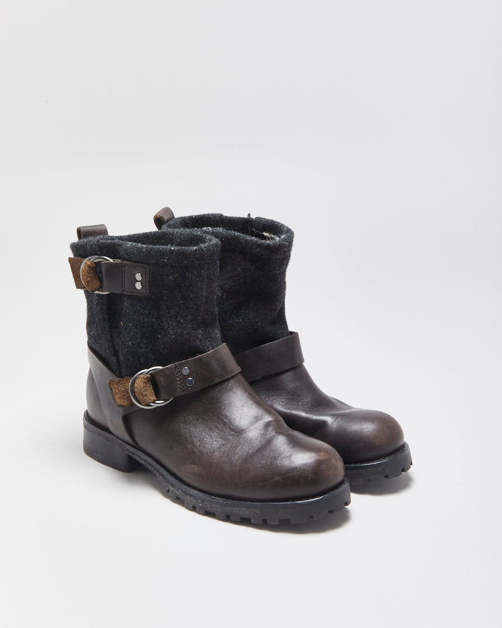 Woolrich Baltimore Leather &amp; Wool Buckle Boots - UK4.5