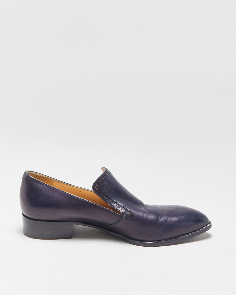 Chanel Navy Leather Pointed Toe Heeled Loafers - UK7