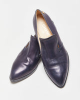Chanel Navy Leather Pointed Toe Heeled Loafers - UK7