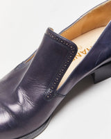 Chanel Navy Leather Pointed Toe Heeled Loafers - UK7