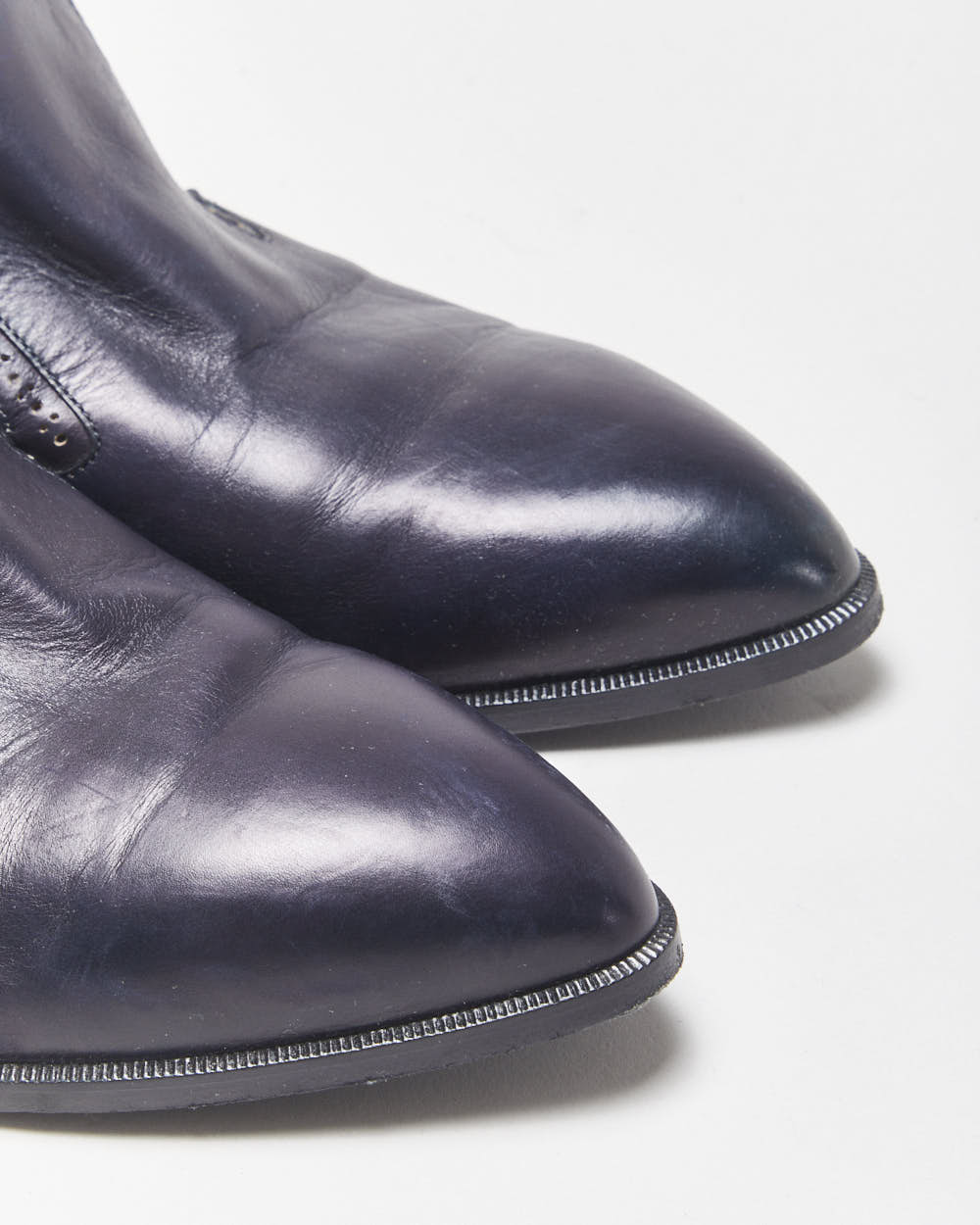 Chanel Navy Leather Pointed Toe Heeled Loafers - UK7