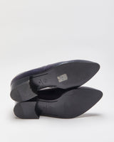 Chanel Navy Leather Pointed Toe Heeled Loafers - UK7
