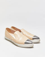 Miu Miu Toe-cap Textured Patent Leather Loafer Slip-on Trainers - UK6