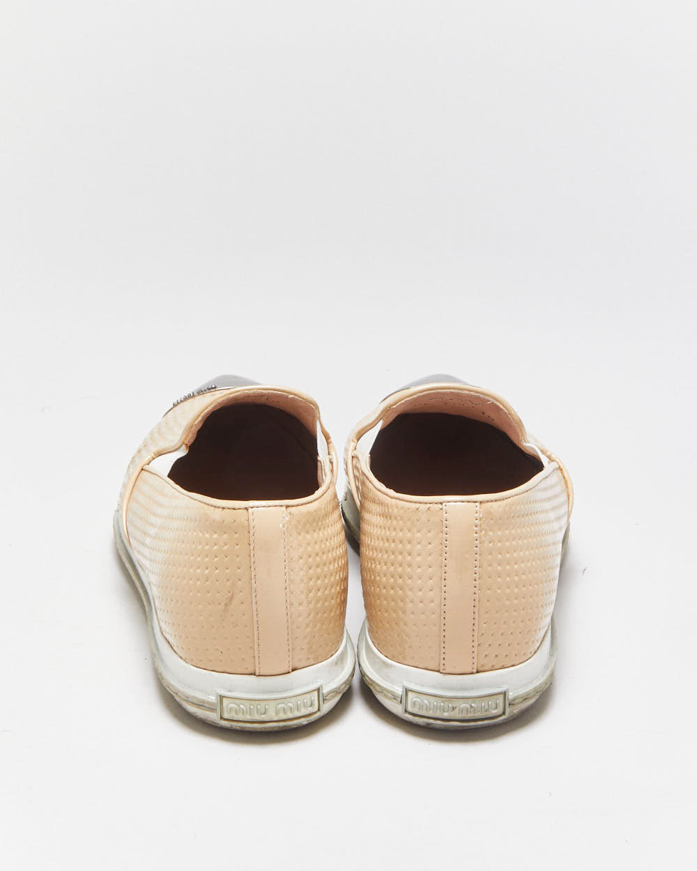 Miu Miu Toe-cap Textured Patent Leather Loafer Slip-on Trainers - UK6