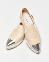 Miu Miu Toe-cap Textured Patent Leather Loafer Slip-on Trainers - UK6