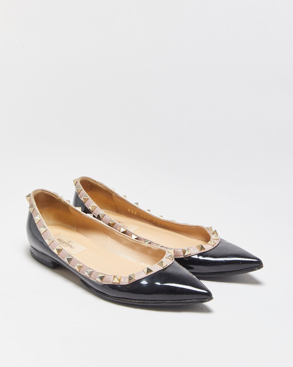 Valentino Garavani Rockstud Patent Leather Ballet Flats - UK2