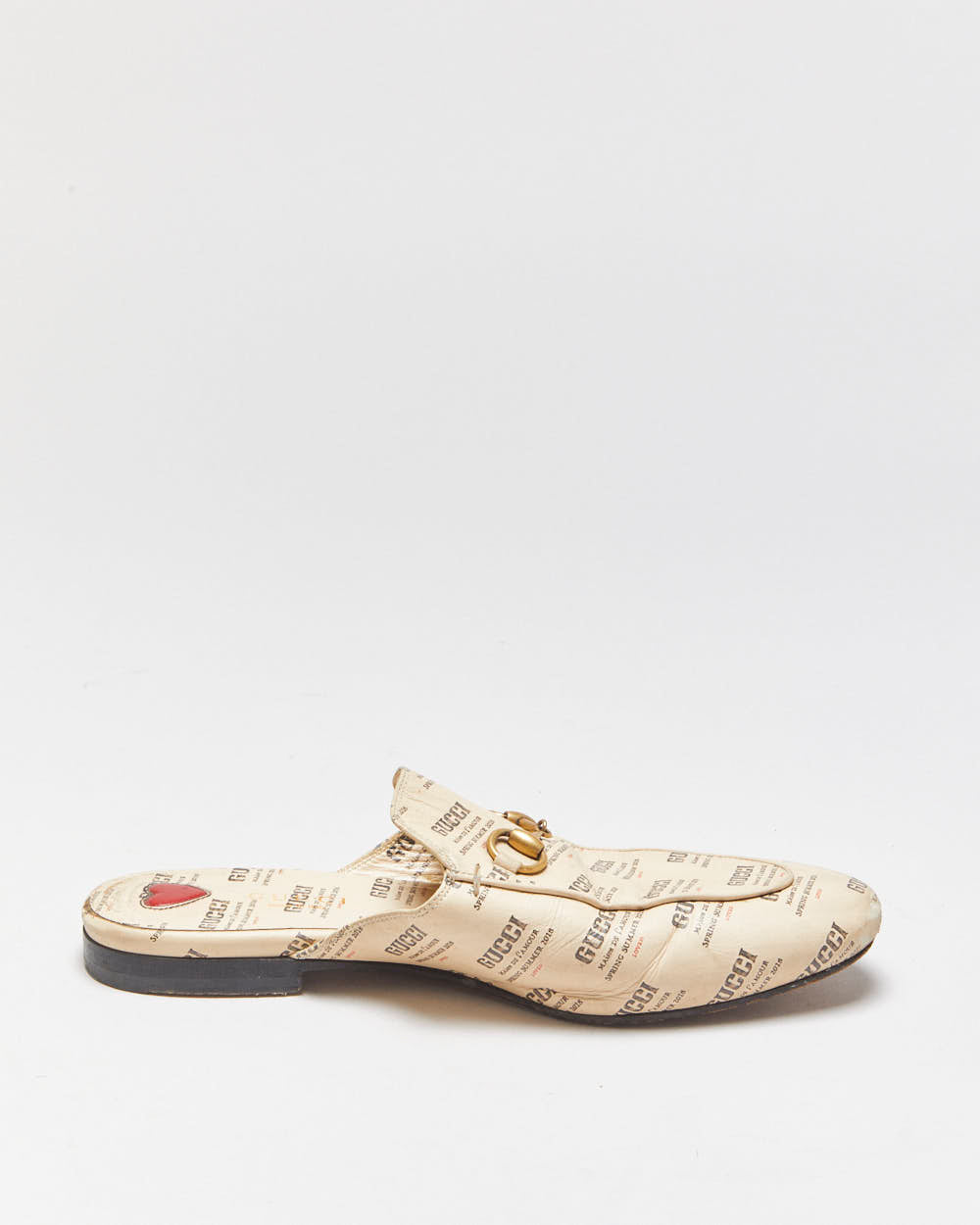 Vintage Gucci Stamp Print Princetown Horsebit Mules - UK 3.5
