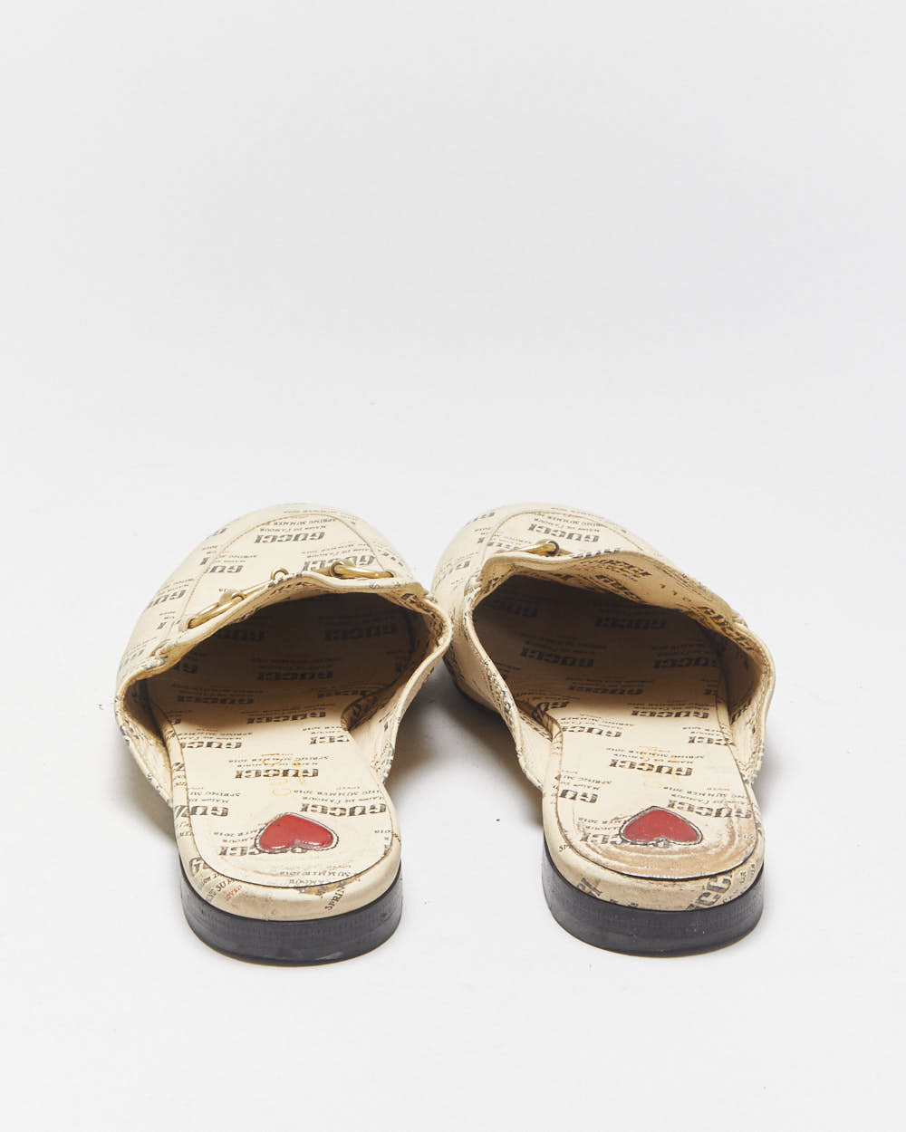 Vintage Gucci Stamp Print Princetown Horsebit Mules - UK 3.5
