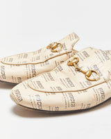 Vintage Gucci Stamp Print Princetown Horsebit Mules - UK 3.5