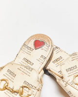 Vintage Gucci Stamp Print Princetown Horsebit Mules - UK 3.5