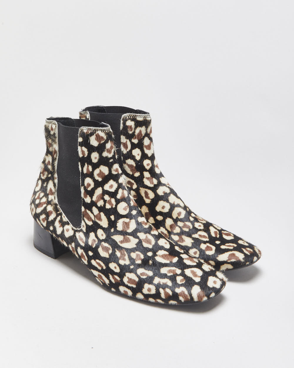 Miista Leopard Print Pony Hair Chelsea Ankle Boots - UK8