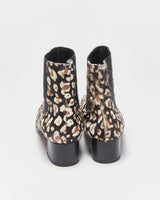Miista Leopard Print Pony Hair Chelsea Ankle Boots - UK8