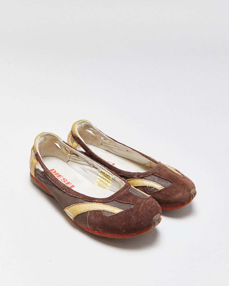 Vintage Y2K 00s Diesel Ballerikah Cut-out Ballet Flats - UK3