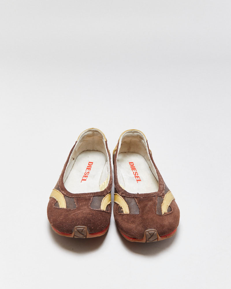 Vintage Y2K 00s Diesel Ballerikah Cut-out Ballet Flats - UK3