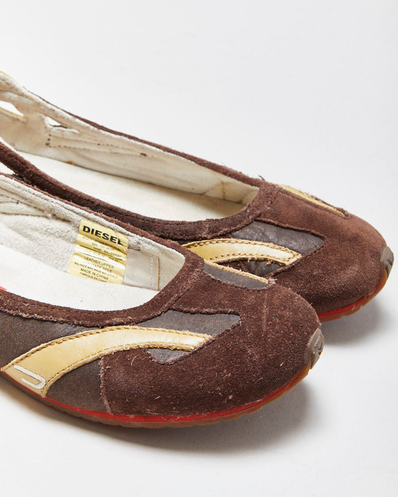 Vintage Y2K 00s Diesel Ballerikah Cut-out Ballet Flats - UK3
