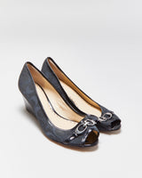 Vintage Y2K 00s Coach Signature Peep Toe Wedges - UK5