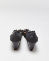 Vintage Y2K 00s Coach Signature Peep Toe Wedges - UK5