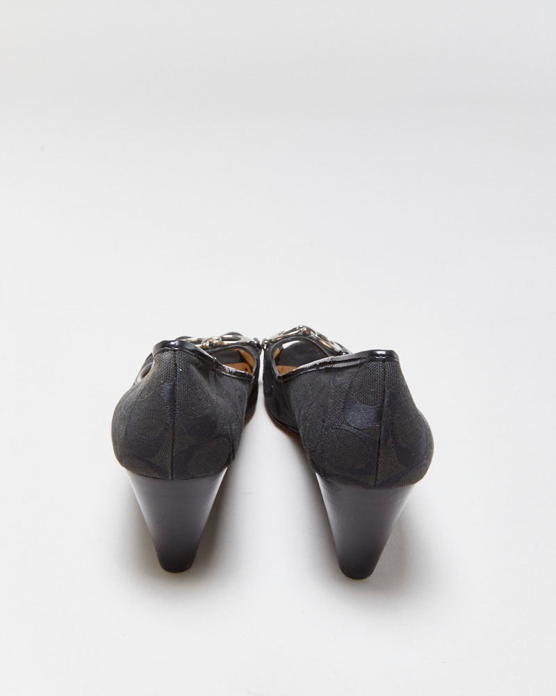 Vintage Y2K 00s Coach Signature Peep Toe Wedges - UK5