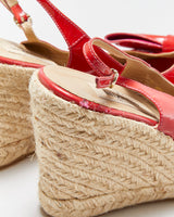 Vintage Y2K 00s Valentino Garavani mena Bow Peep Toe Patent Espadrille Wedges - UK5