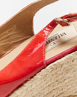 Vintage Y2K 00s Valentino Garavani mena Bow Peep Toe Patent Espadrille Wedges - UK5