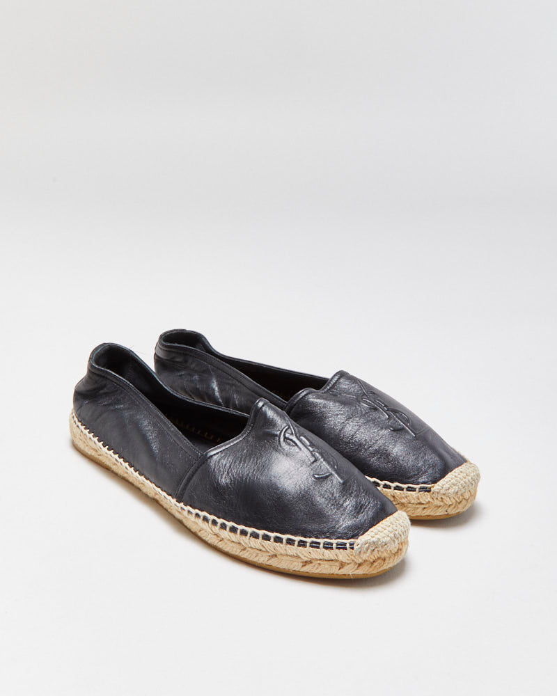 Saint Laurent Cassandre Embossed Leather Espadrilles - UK5.5