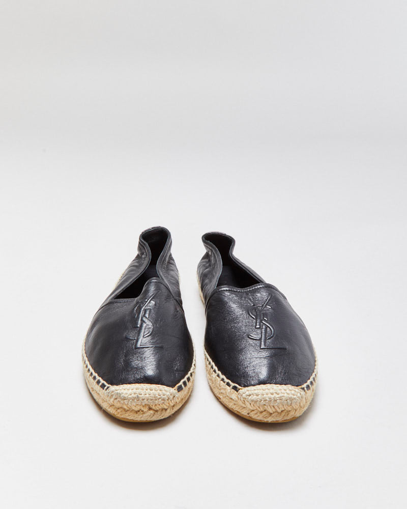 Saint Laurent Cassandre Embossed Leather Espadrilles - UK5.5