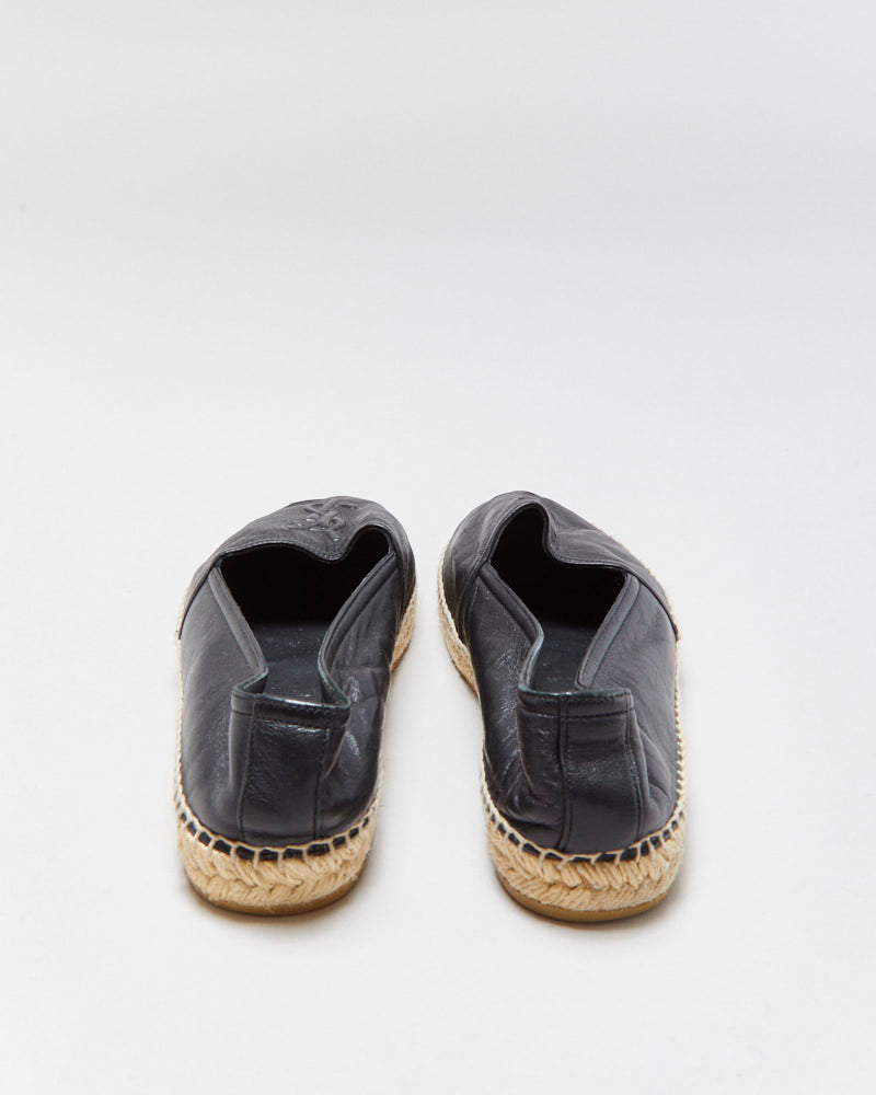 Saint Laurent Cassandre Embossed Leather Espadrilles - UK5.5