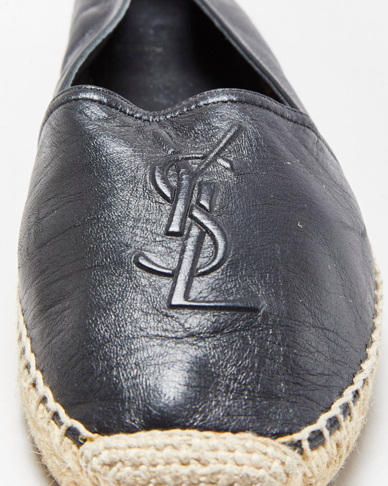 Saint Laurent Cassandre Embossed Leather Espadrilles - UK5.5