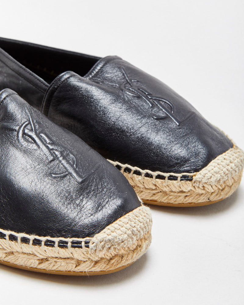 Saint Laurent Cassandre Embossed Leather Espadrilles - UK5.5