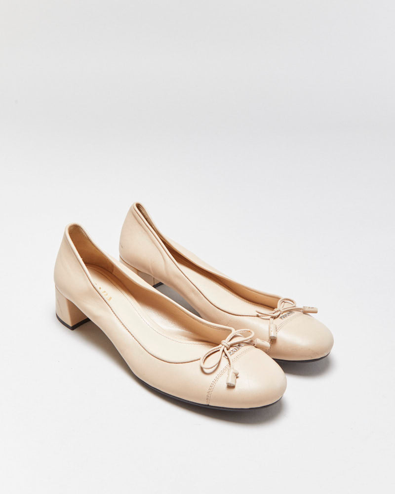 Vintage Prada Leather Bow Heeled ballet Flats - UK5.5