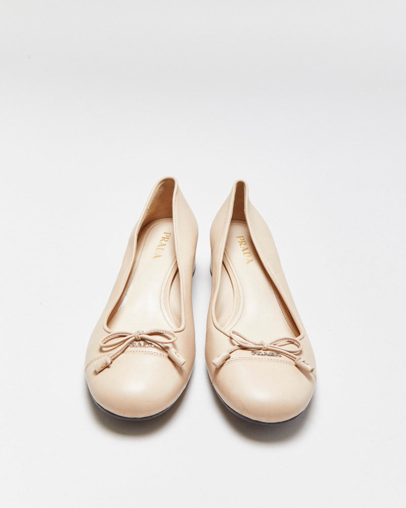 Vintage Prada Leather Bow Heeled ballet Flats - UK5.5