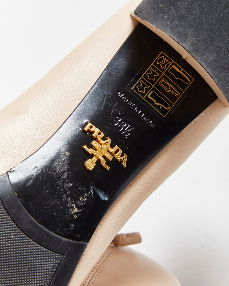 Vintage Prada Leather Bow Heeled ballet Flats - UK5.5