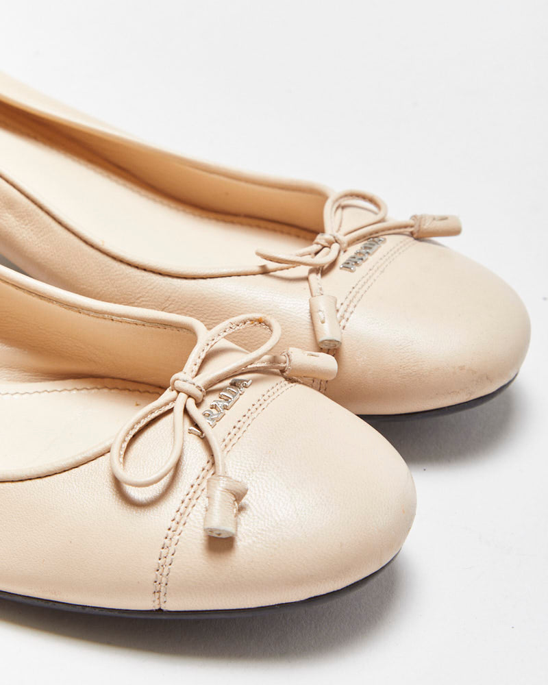 Vintage Prada Leather Bow Heeled ballet Flats - UK5.5