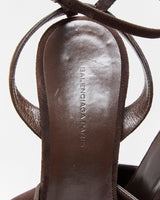 Vintage Balenciaga Suede Peep Toe Wedge Heels - UK4.5