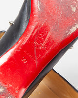 Christian Louboutin Leather Degra Spike Pointed Toe Ballet Flats - UK5