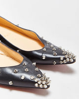 Christian Louboutin Leather Degra Spike Pointed Toe Ballet Flats - UK5