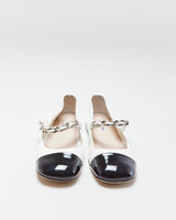 Miu Miu Pearl Chain Strap Patent Leather Mary Jane Ballet Flats - UK3