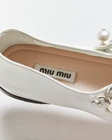 Miu Miu Pearl Chain Strap Patent Leather Mary Jane Ballet Flats - UK3