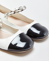 Miu Miu Pearl Chain Strap Patent Leather Mary Jane Ballet Flats - UK3