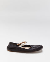 Miu Miu Satin Rhinestone Strap Mary Jane Ballet Flats - UK5