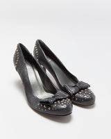 Vintage Stewart Weitzman Studded Bow Kitten Heels - UK5