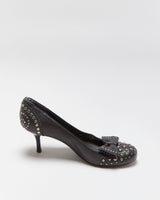 Vintage Stewart Weitzman Studded Bow Kitten Heels - UK5