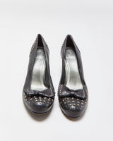 Vintage Stewart Weitzman Studded Bow Kitten Heels - UK5